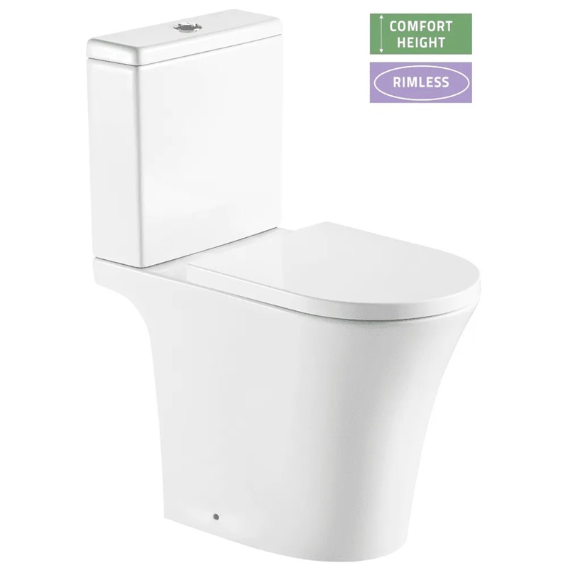 Rimini Rimless Comfort Height Close Coupled Pan & Soft Close Seat - Open Back